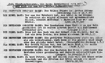 Flugblatt zur Kirchenwahl 1933, Verfasser: Franz Hildebrandt
