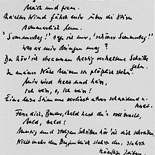 <q>Nächtliche Stimmen in Tegel</q> (Auszug). Handschriftliches Original, Tinte. Geschrieben im Juni 1944.