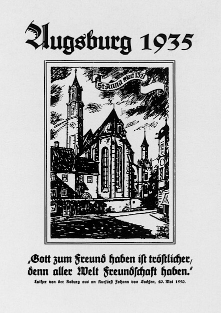 Umschlagseite des Programmheftes der Augsburger Reichsbekenntnissynode vom 2.– 6. Juni 1935