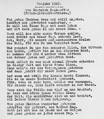Neujahr 1945. Abschrift aus dem Jahr 1945.