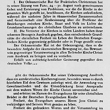 Ökumenischer Rat für Praktisches Christentum. Resolution <q>Entschließungen zur kirchlichen Lage in Deutschland</q> vom 30. August 1934. <q>Erklärung der deutschen Delegation</q>.