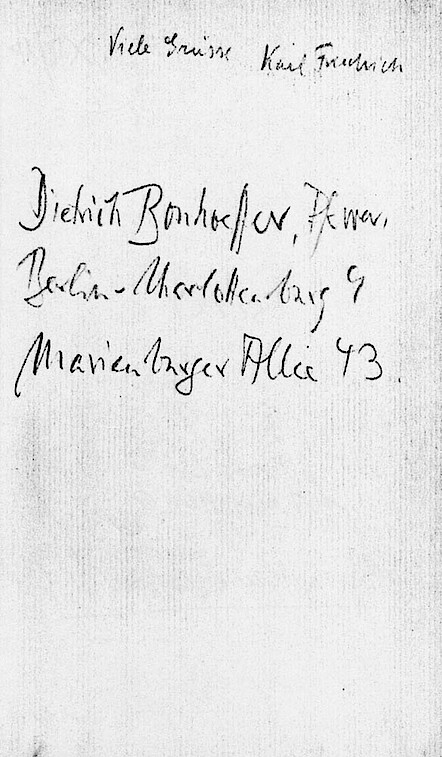 Plutarch-Ausgabe mit Bonhoeffers Namen und Adresse