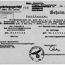 Reichskriegsgericht. Zulassung von Rechtsanwalt Dr. Kurt Wergin als Wahlverteidiger Bonhoeffers.