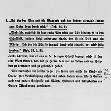 Bonhoeffers Handexemplar der <q>Theologischen Erklärung von Barmen</q>. Handschriftlicher Zusatz zur ersten These: <q>eine Offenbarungsquelle</q>.