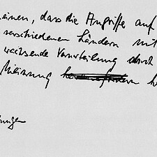 Beschlüsse der Fünften Ökumenischen Jugendkonferenz vom 28. August 1934. Bonhoeffers Sitzungsexemplar als Vorsitzender mit handschriftlicher Ergänzung des ersten Entschließungspunktes.